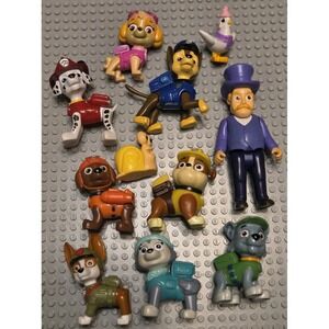 Paw Patrol Pups Mayor Humdinger Chickaletta Chicken Snail Figures Lot 11 Pcs